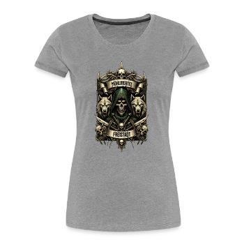 Mühlviertel cooles Freistadt Design - Frauen Premium Bio T-Shirt - Grau meliert - Vorne - Mia (176cm)