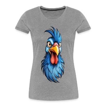 Ein blau-gefiederter Hahn - Frauen Premium Bio T-Shirt - Grau meliert - Vorne - Mia (176cm)