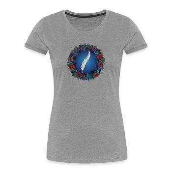 Feather in a Flower Wreath | Magic for Authors - Women's Premium Organic T-Shirt - heather grey - Front - Mia (176cm)