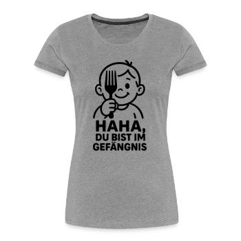 Kids Humor Fork Prison - Women's Premium Organic T-Shirt - heather grey - Front - Mia (176cm)