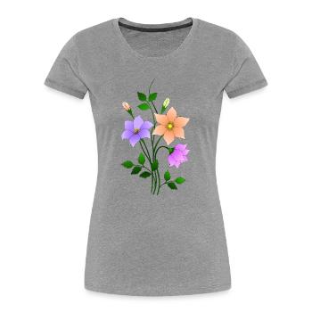 Fleur - T-shirt bio Premium Femme - gris chiné - Devant - Mia (176cm)