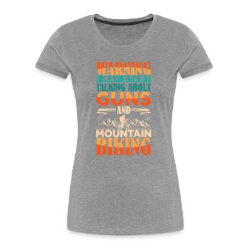 Mountain Bike Mountain Bike Gun Pistol - Women's Premium Organic T-Shirt - heather grey - Front - Mia (176cm)