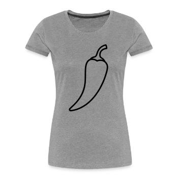 Chili pepper hot outline - Women's Premium Organic T-Shirt - heather grey - Front - Mia (176cm)