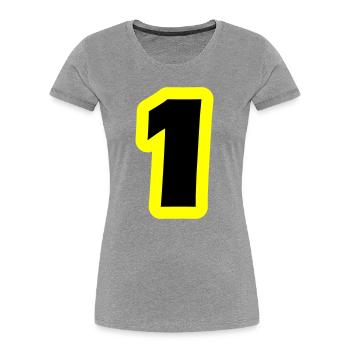 1 Symbole numérique - T-shirt bio Premium Femme - gris chiné - Devant - Mia (176cm)