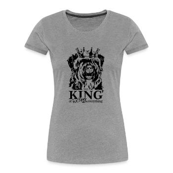 BOUVIER DES FLANDRES Roi chien disant Wilsigns - T-shirt bio Premium Femme - gris chiné - Devant - Mia (176cm)