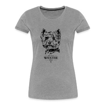 Westie Dad Dogs West Highland Terrier Wilsigns - T-shirt bio Premium Femme - gris chiné - Devant - Mia (176cm)