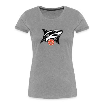 Requin basketball équipe - T-shirt bio Premium Femme - gris chiné - Devant - Mia (176cm)