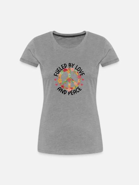 Hippie - Frauen Premium Bio T-Shirt - Grau meliert