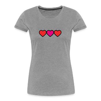 COEUR. MERCI. MAÎTRESSE. MAÎTRE. MERCI MAÎTRESSE. - T-shirt bio Premium Femme - gris chiné - Devant - Mia (176cm)
