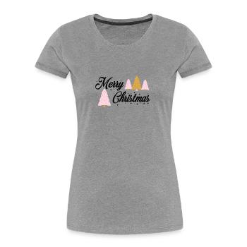 Joyeux sapin de Noël - T-shirt bio Premium Femme - gris chiné - Devant - Mia (176cm)