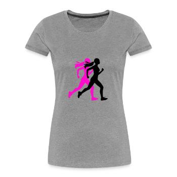 Running Marathon Woman Icon - Women's Premium Organic T-Shirt - heather grey - Front - Mia (176cm)