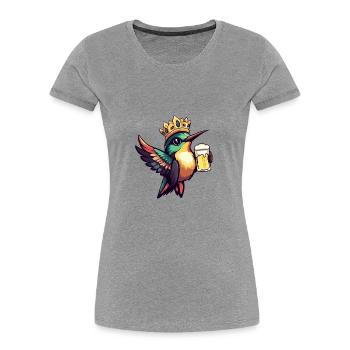 Colibri Oiseau Bière Drôle - T-shirt bio Premium Femme - gris chiné - Devant - Mia (176cm)