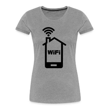 Smartphone Home Logo Home mit Text WIFI - Frauen Premium Bio T-Shirt - Grau meliert - Vorne - Mia (176cm)