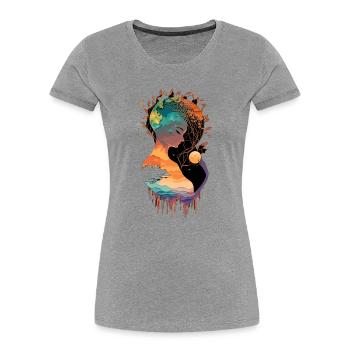 Natürliche Harmonie Kunstwerk - Frauen Premium Bio T-Shirt - Grau meliert - Vorne - Mia (176cm)