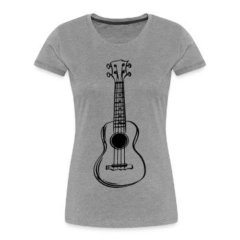 Ukulele Line Art - Frauen Premium Bio T-Shirt - Grau meliert - Vorne - Mia (176cm)