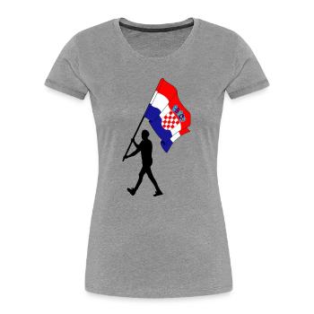 Drapeau Croatie homme marchant - T-shirt bio Premium Femme - gris chiné - Devant - Mia (176cm)
