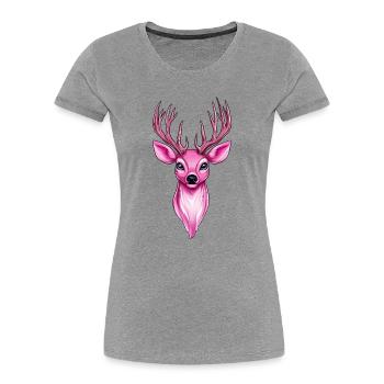 pink rosa Fantasy Reh - Frauen Premium Bio T-Shirt - Grau meliert - Vorne - Mia (176cm)