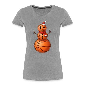 Basketball Cartoon Snowman Winter Sports - Women's Premium Organic T-Shirt - heather grey - Front - Mia (176cm)