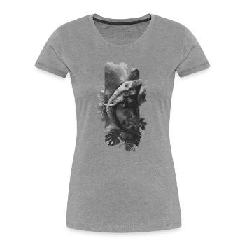 Grauer Elefant im Dschungel Collage - Frauen Premium Bio T-Shirt - Grau meliert - Vorne - Mia (176cm)