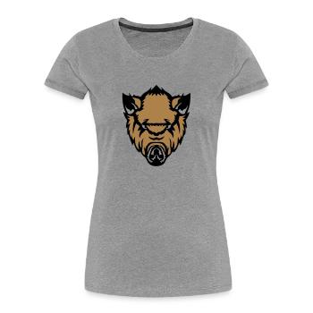 wild boar boar face fierce cartoo - Women's Premium Organic T-Shirt - heather grey - Front - Mia (176cm)
