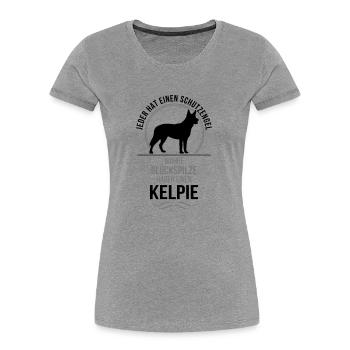 KELPIE Schutzengel Wilsigns - Frauen Premium Bio T-Shirt - Grau meliert - Vorne - Mia (176cm)