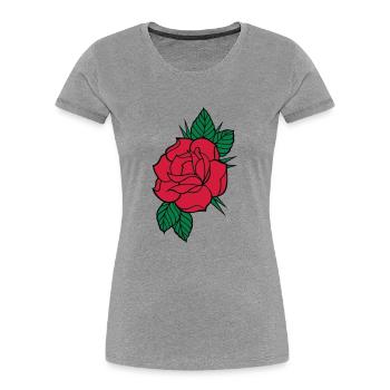 Rose - Dreifarbig - Frauen Premium Bio T-Shirt - Grau meliert - Vorne - Mia (176cm)