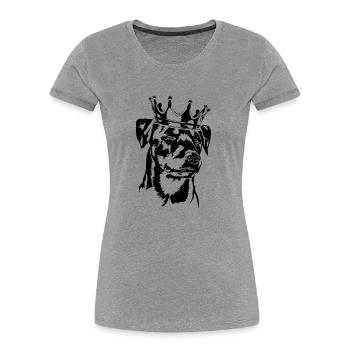 Deutscher Jagdterrier Krone Hund Hunde Wilsigns - Frauen Premium Bio T-Shirt - Grau meliert - Vorne - Mia (176cm)