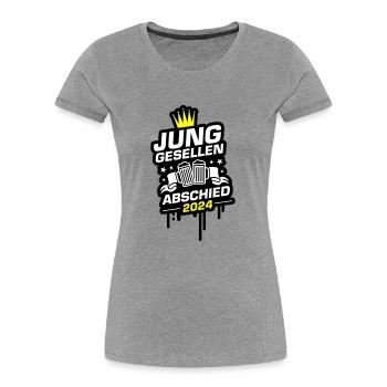 Junggesellen Abschied 2024 - Frauen Premium Bio T-Shirt - Grau meliert - Vorne - Mia (176cm)
