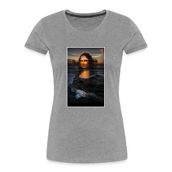 Mona-Lisa-Gemälde, wie von Nature rezensiert - Frauen Premium Bio T-Shirt - Grau meliert - Vorne - Mia (176cm)