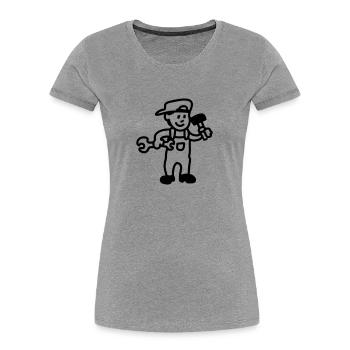 Handwerker - line - Frauen Premium Bio T-Shirt - Grau meliert - Vorne - Mia (176cm)