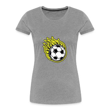 Fussball Flamme Feuer - Frauen Premium Bio T-Shirt - Grau meliert - Vorne - Mia (176cm)