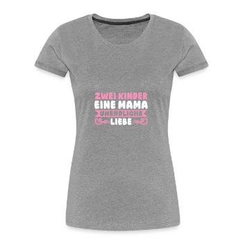 Mama Von 2 Kindern - Frauen Premium Bio T-Shirt - Grau meliert - Vorne - Mia (176cm)