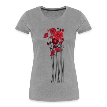 Pebble Flowers Illustration - Women's Premium Organic T-Shirt - heather grey - Front - Mia (176cm)