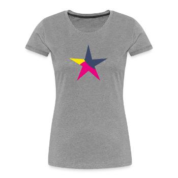 STERN. STERNE. STERN. FEST. JAHRESTAG. WEIHNACHTEN - Frauen Premium Bio T-Shirt - Grau meliert - Vorne - Mia (176cm)