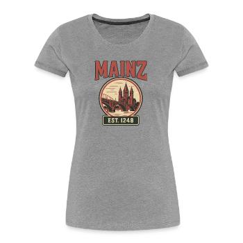 Mainz Skyline-Vintage Stadt Design - Frauen Premium Bio T-Shirt - Grau meliert - Vorne - Mia (176cm)