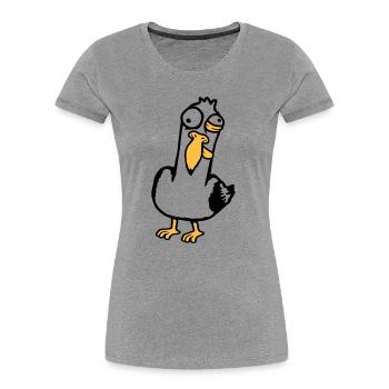 Crazy Seagull Squinting Grimace Insane Bird - Women's Premium Organic T-Shirt - heather grey - Front - Mia (176cm)