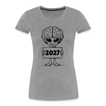 Alien with a brain - Women's Premium Organic T-Shirt - heather grey - Front - Mia (176cm)
