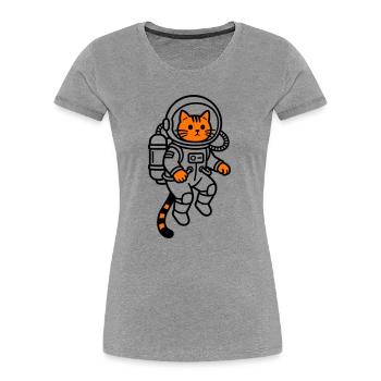 cat in space - Women's Premium Organic T-Shirt - heather grey - Front - Mia (176cm)