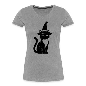 witches cat - Women's Premium Organic T-Shirt - heather grey - Front - Mia (176cm)
