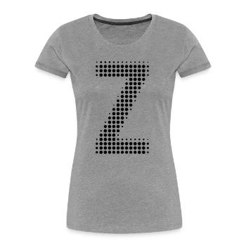 Buchstabe Z – Punktmuster Initial Design - Frauen Premium Bio T-Shirt - Grau meliert - Vorne - Mia (176cm)