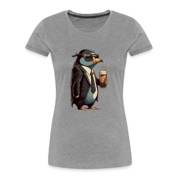 Pingouin décontracté avec de la bière en costume - T-shirt bio Premium Femme - gris chiné - Devant - Mia (176cm)