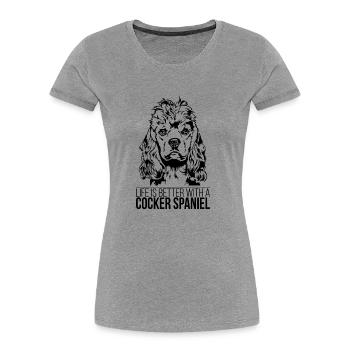 American Cocker Spaniel Life est meilleure Wilsigns - T-shirt bio Premium Femme - gris chiné - Devant - Mia (176cm)