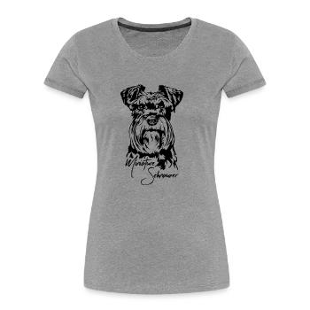 Schnauzer miniature Portrait chien chien Wilsigns - T-shirt bio Premium Femme - gris chiné - Devant - Mia (176cm)