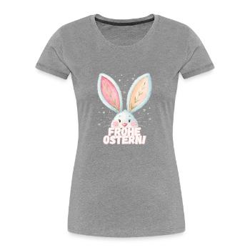 Frohe Ostern! Niedlicher Osterhase - Frauen Premium Bio T-Shirt - Grau meliert - Vorne - Mia (176cm)