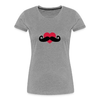 heart moustache / love moustache - T-shirt bio Premium Femme - gris chiné - Devant - Mia (176cm)