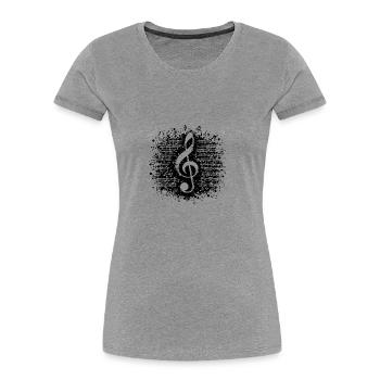Altes Notenblatt mit Musik Noten Notenschlüssel - Frauen Premium Bio T-Shirt - Grau meliert - Vorne - Mia (176cm)