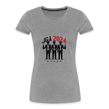 Enterrement de vie de garçon 2024 - T-shirt bio Premium Femme - gris chiné - Devant - Mia (176cm)