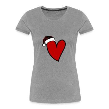Coeur Noël - T-shirt bio Premium Femme - gris chiné - Devant - Mia (176cm)