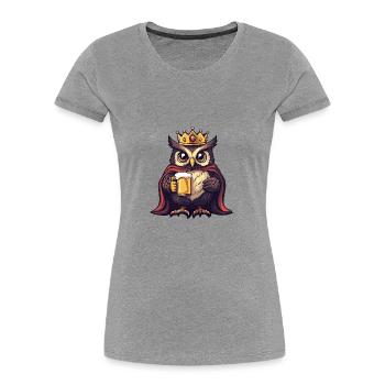 Owl Beer Funny - Women's Premium Organic T-Shirt - heather grey - Front - Mia (176cm)