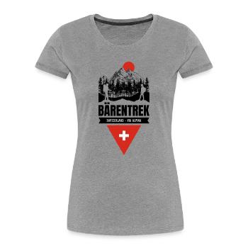 Suisse Barentrek Via Alpina - T-shirt bio Premium Femme - gris chiné - Devant - Mia (176cm)
